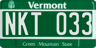 VT license plate NKT033
