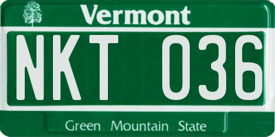 VT license plate NKT036