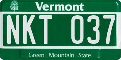 VT license plate NKT037