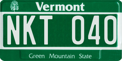 VT license plate NKT040