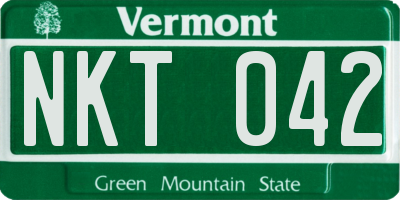 VT license plate NKT042