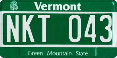 VT license plate NKT043