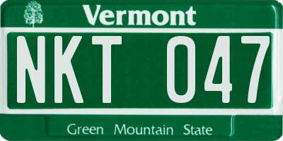 VT license plate NKT047