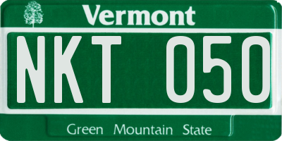 VT license plate NKT050