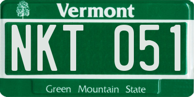 VT license plate NKT051