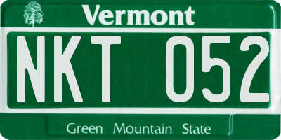 VT license plate NKT052