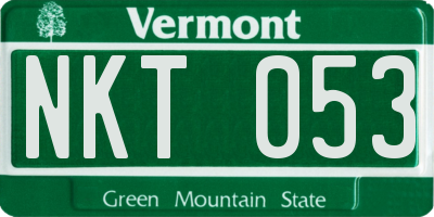 VT license plate NKT053