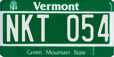VT license plate NKT054