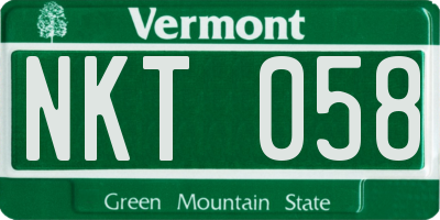 VT license plate NKT058