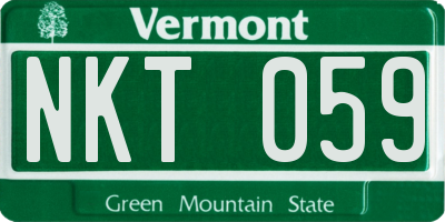 VT license plate NKT059
