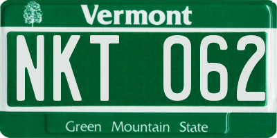 VT license plate NKT062