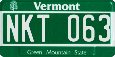 VT license plate NKT063