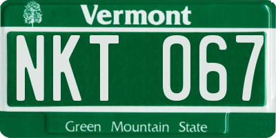 VT license plate NKT067