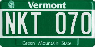 VT license plate NKT070