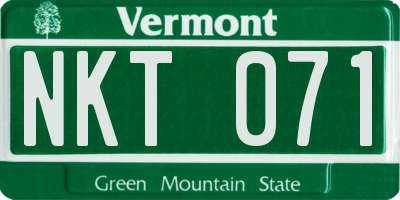 VT license plate NKT071