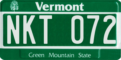 VT license plate NKT072