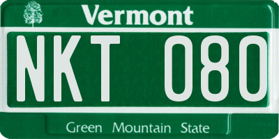 VT license plate NKT080