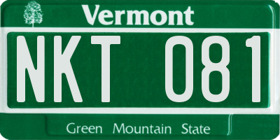 VT license plate NKT081