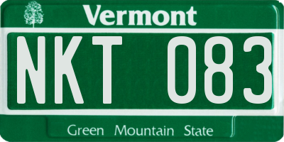 VT license plate NKT083
