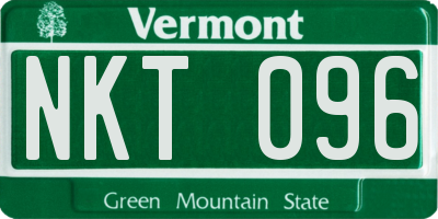 VT license plate NKT096