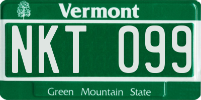 VT license plate NKT099