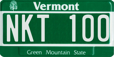 VT license plate NKT100
