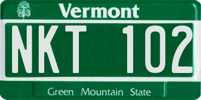 VT license plate NKT102