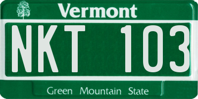 VT license plate NKT103