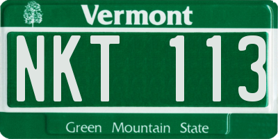 VT license plate NKT113