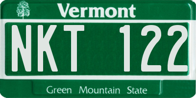 VT license plate NKT122