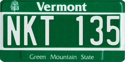 VT license plate NKT135