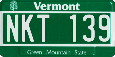 VT license plate NKT139