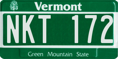 VT license plate NKT172