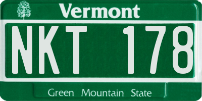 VT license plate NKT178