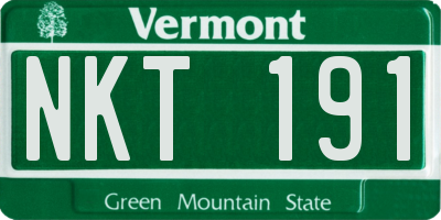 VT license plate NKT191