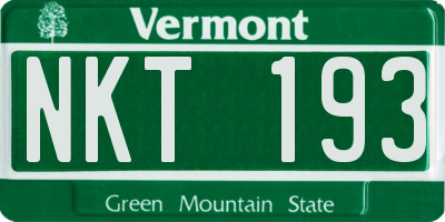 VT license plate NKT193
