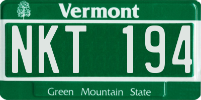 VT license plate NKT194
