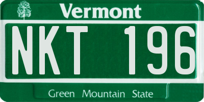VT license plate NKT196