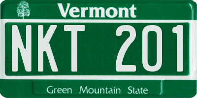 VT license plate NKT201