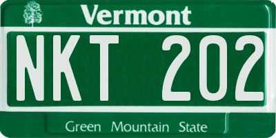 VT license plate NKT202