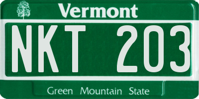 VT license plate NKT203
