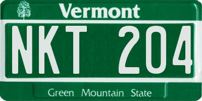 VT license plate NKT204