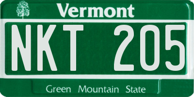VT license plate NKT205