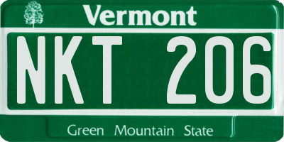 VT license plate NKT206