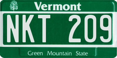 VT license plate NKT209