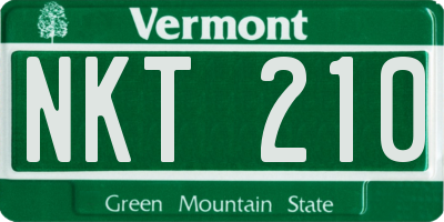 VT license plate NKT210