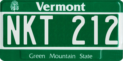 VT license plate NKT212