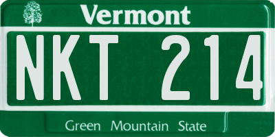 VT license plate NKT214