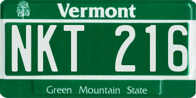 VT license plate NKT216