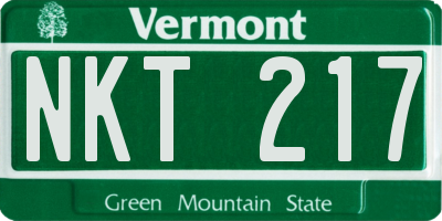 VT license plate NKT217